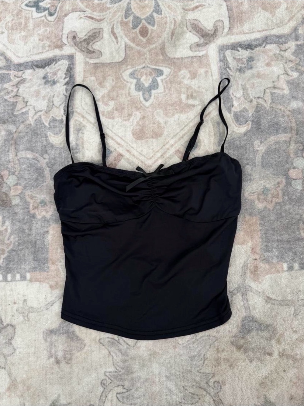 Princess Polly Black Ruched Bust Spaghetti Strap Tank